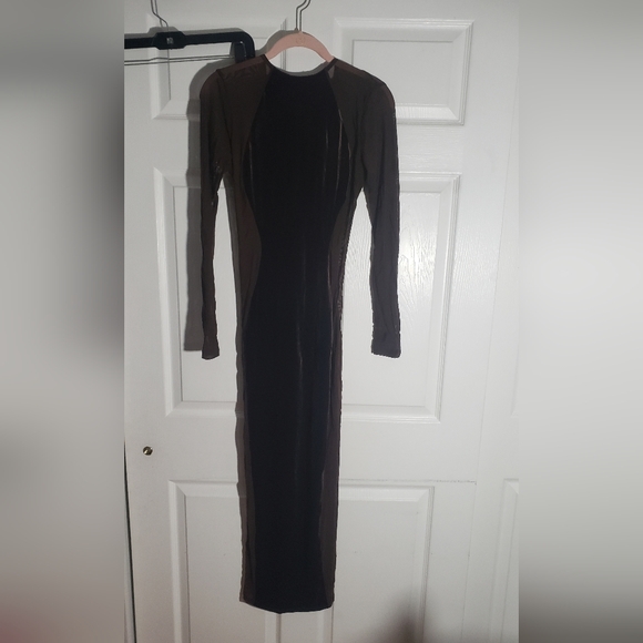 Naked wardrobe large sheer mesh velvet maxi dress sexy date night nwot - Picture 2 of 3